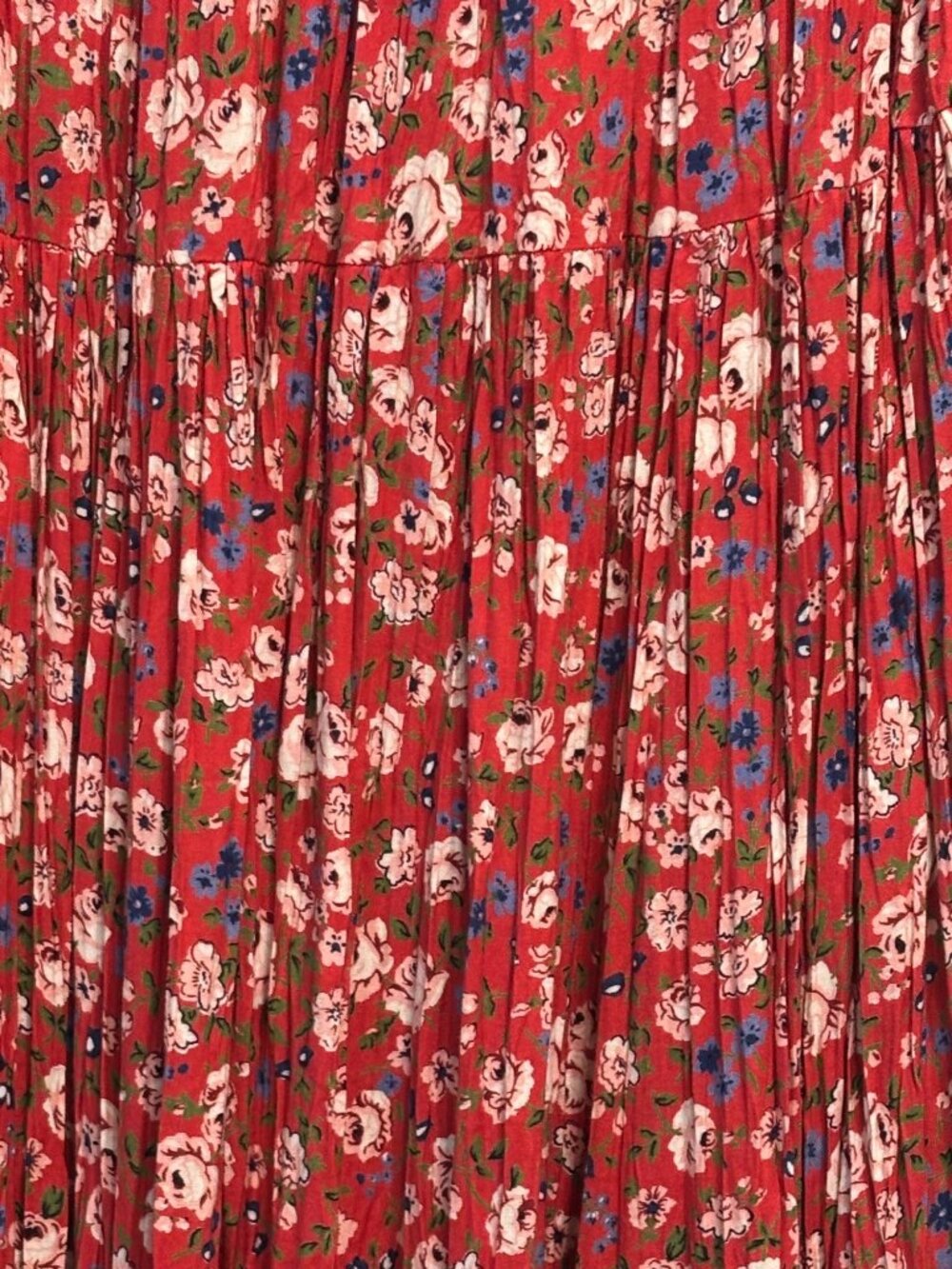 Tantrums Floral Pleated Maxi Skirt Women’s M Red Pink Cottagecore Boho Pull-On R - Picture 4 of 6